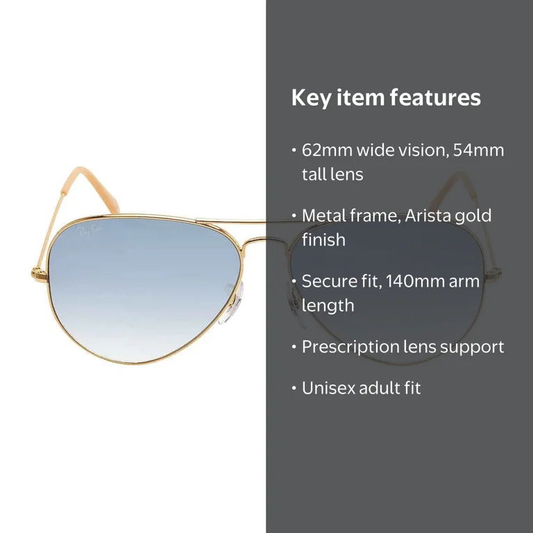 Ray Ban Original Aviator Blue Gradient Sunglasses RB3025 001  display picture 3