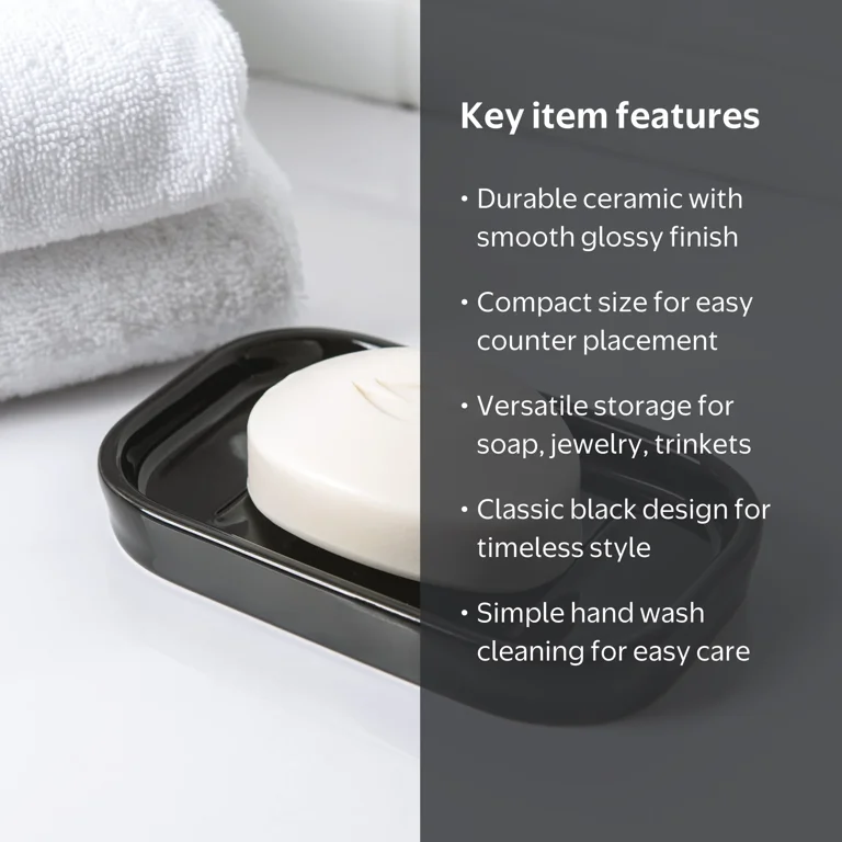 Mainstays Basic Ceramic Soap Dish Rich Black - Walmart.com