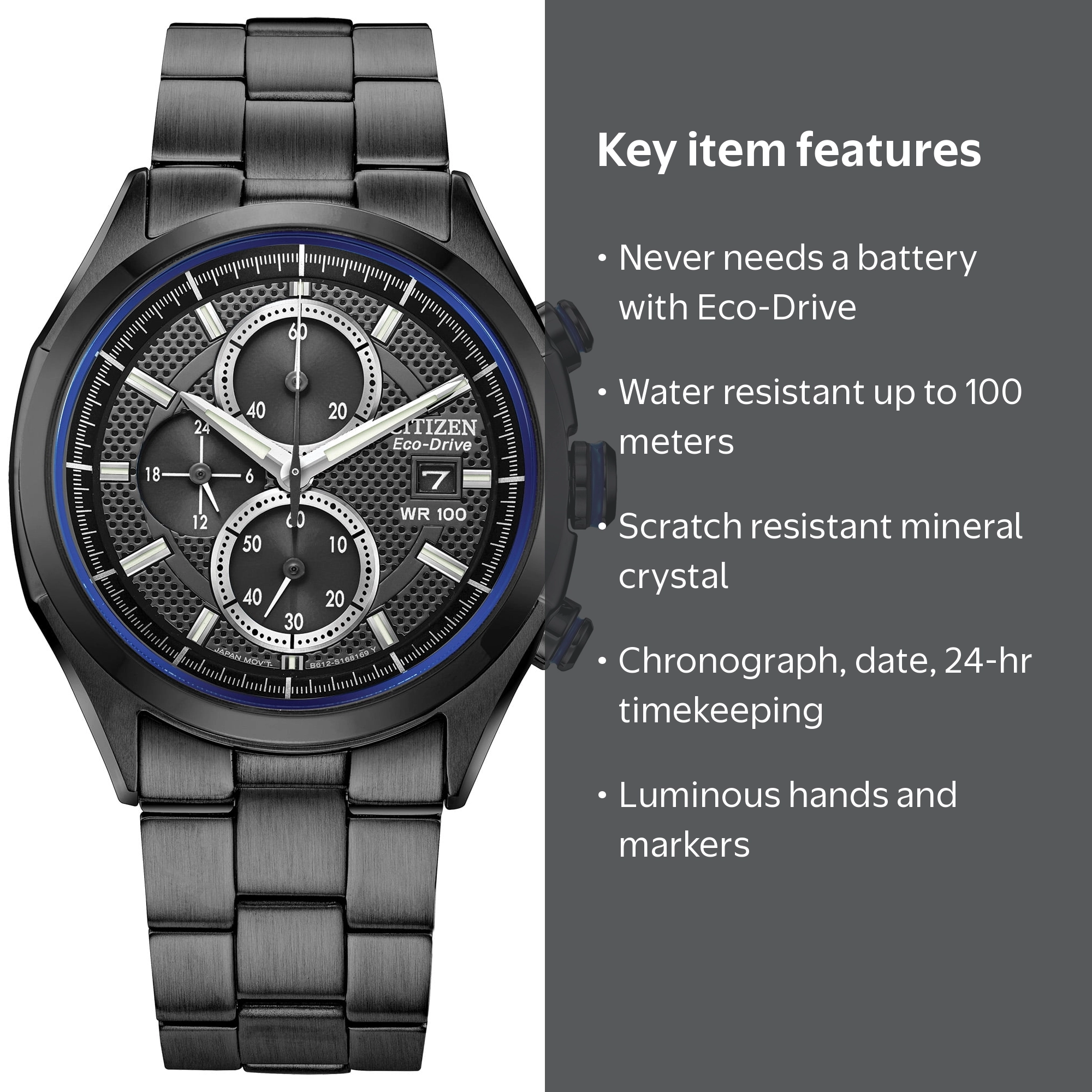 Citizen Chronograph Eco-Drive Black Dial Men's Watch CA0438-52E