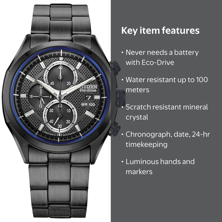 Citizen Chronograph Eco-Drive Black Dial Men display picture 2