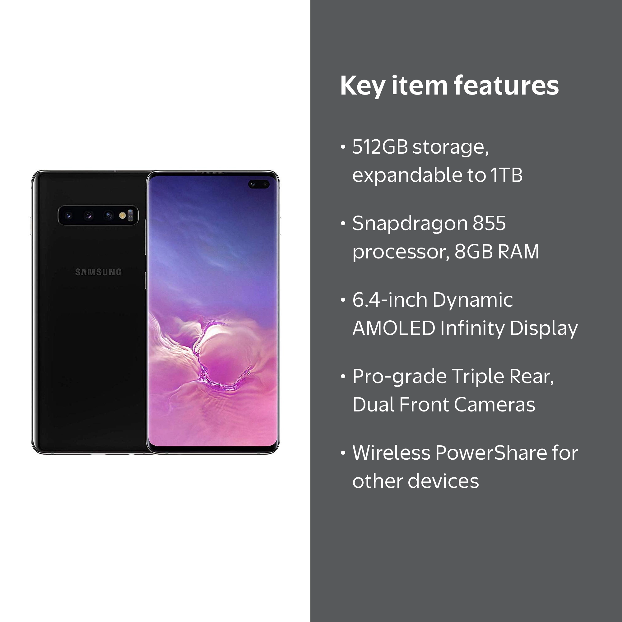 Samsung Galaxy S10+ Plus 512GB+8GB RAM SM-G975F/DS Dual SIM