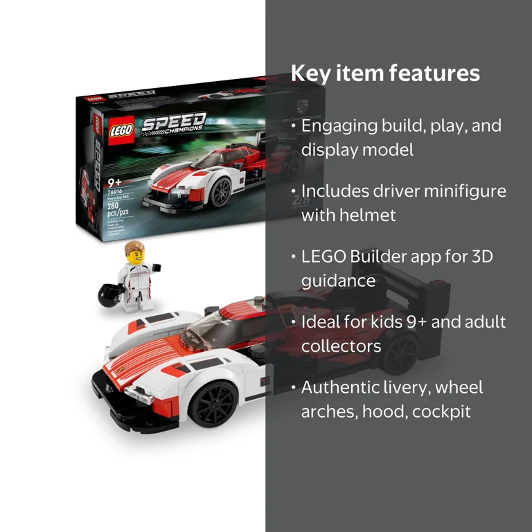 LEGO Speed Champions Porsche 963 Model Car Kit with Minifigure