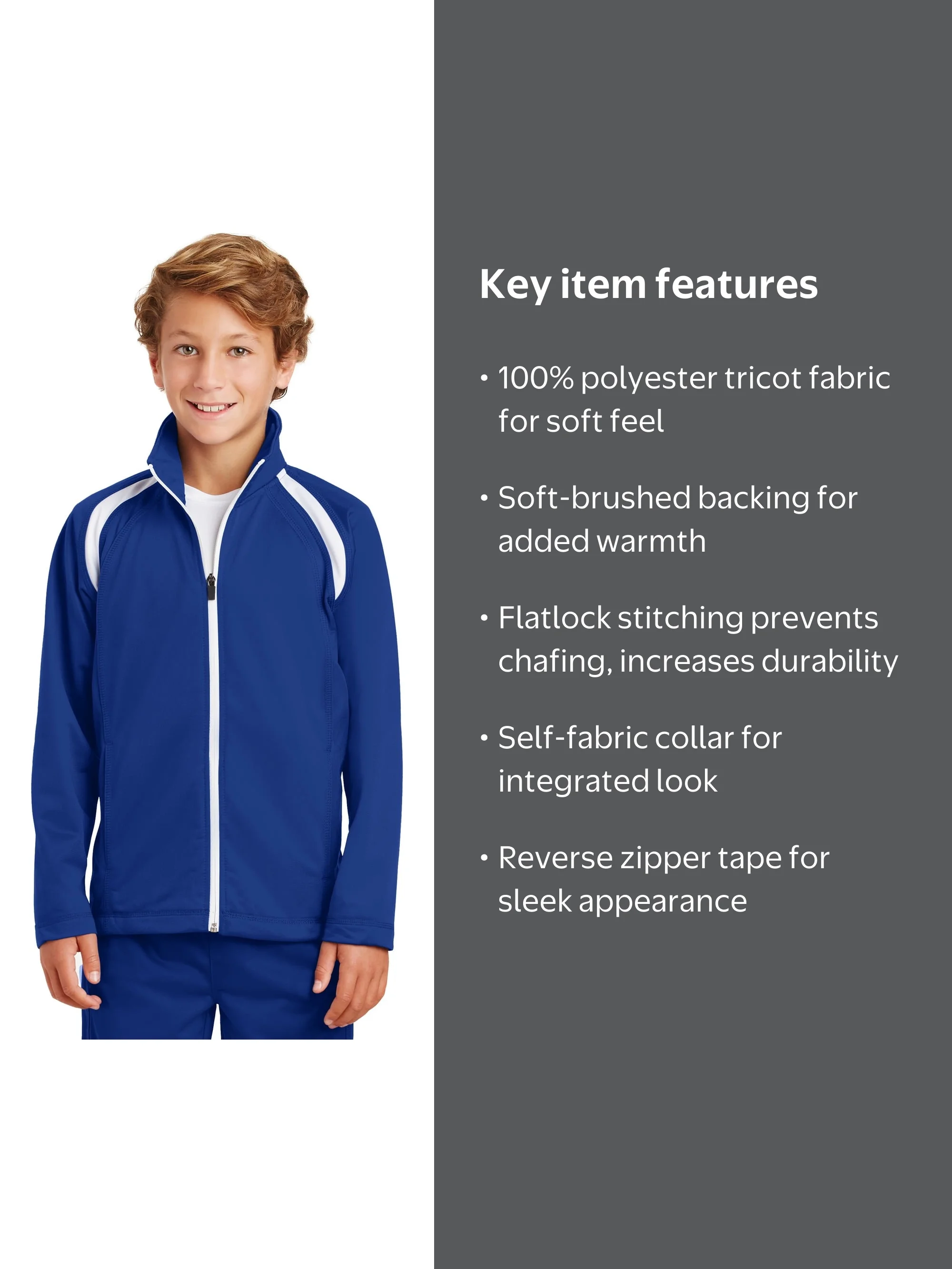 Sport-Tek YST90 Kids Tricot Track Jacket - Walmart.com