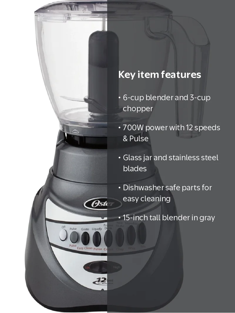 Oster 2-in-1 System 700W 12-Speed Blender with Chopper - Walmart.com