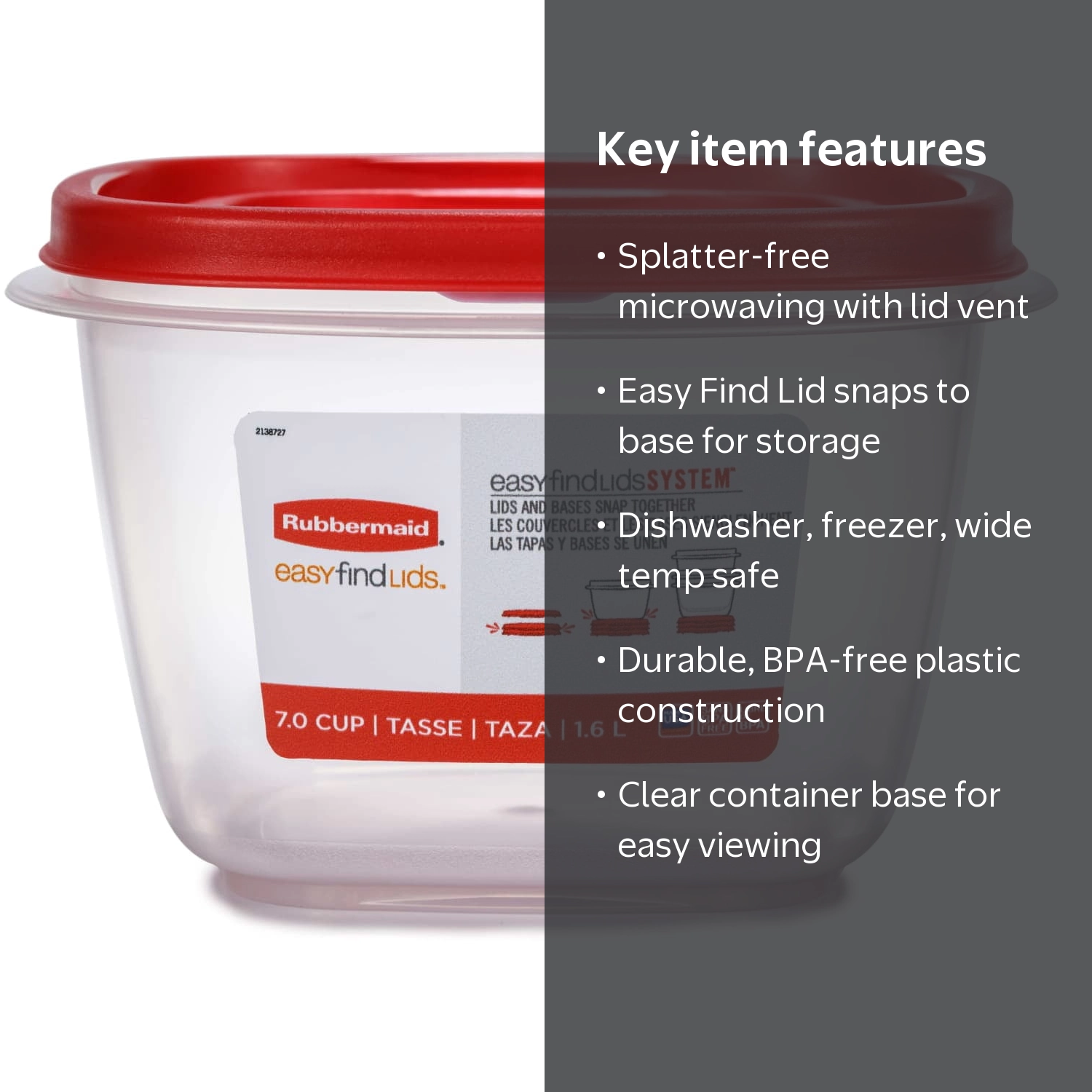 Rubbermaid, Food Storage Container, 7-Cup, Vented Lid - Walmart.com