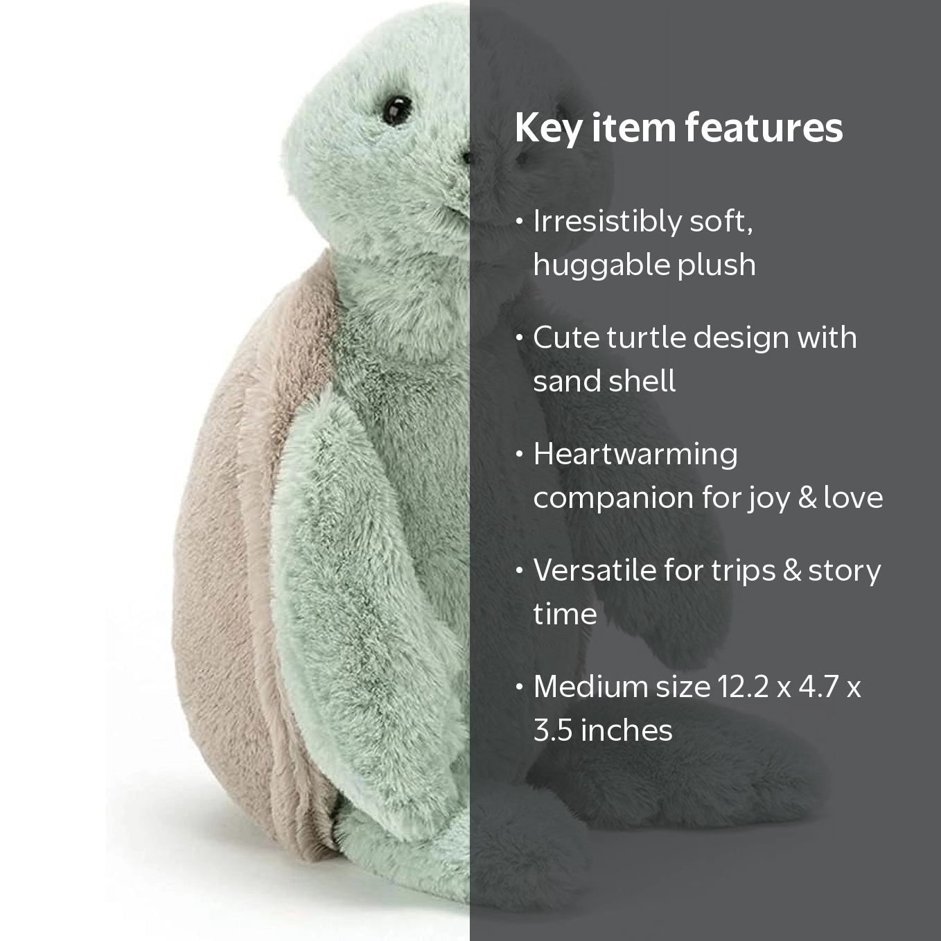 Jellycat Bashful Turtle Stuffed Animal, Medium 12 inches - Reptile