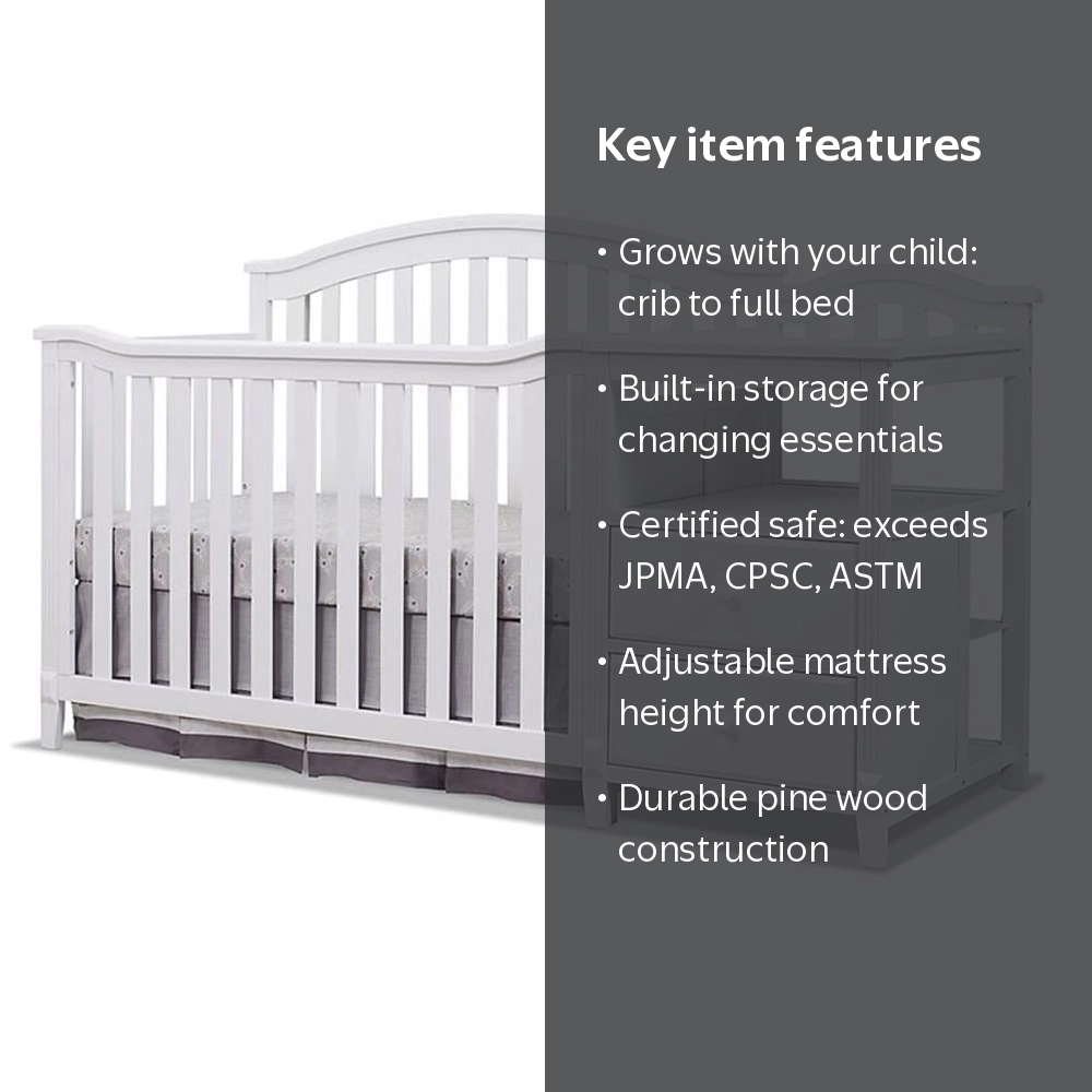 Sorelle Berkley 4-In-1 Crib with Changer & Drawers in White, Baby