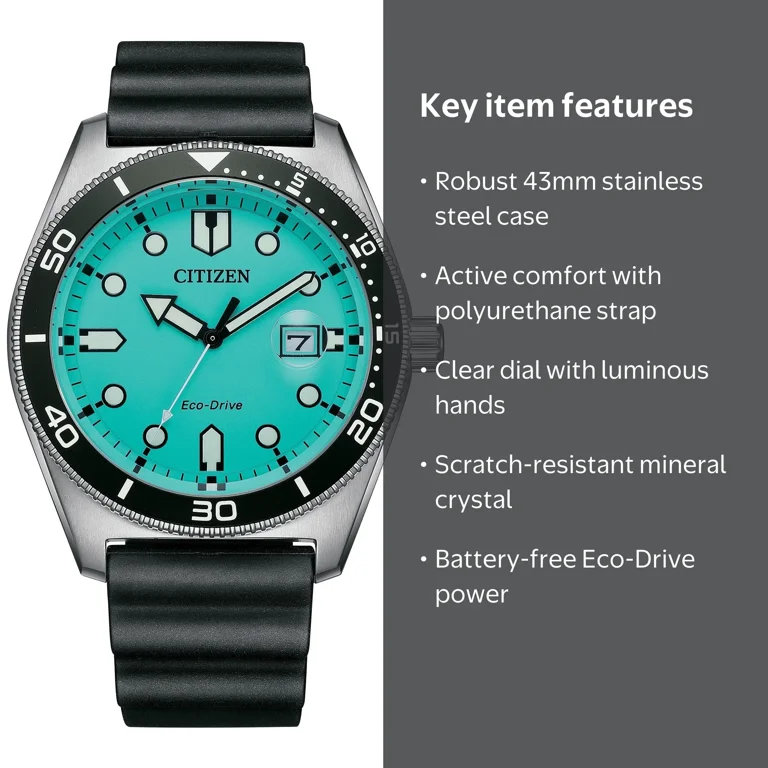 Citizen Men's Eco-Drive Turquoise Dial Marine Style Watch - AW1760