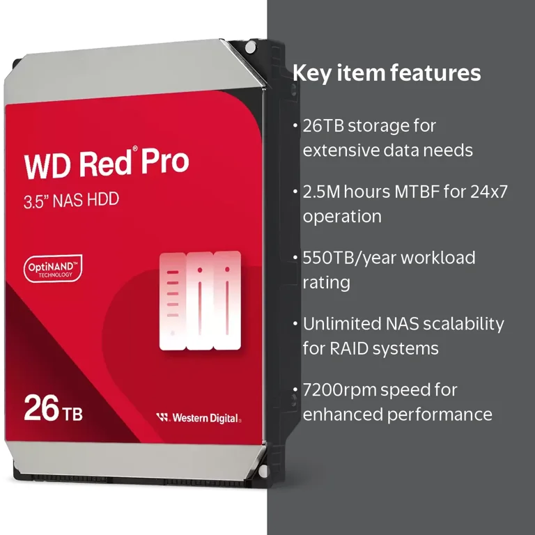Western Digital, WD Red Pro NAS SATA HDD, 26TB, 7200 RPM - Walmart.com