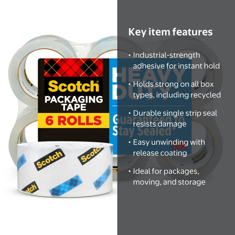 Scotch, Heavy Duty Packaging Tape, 3