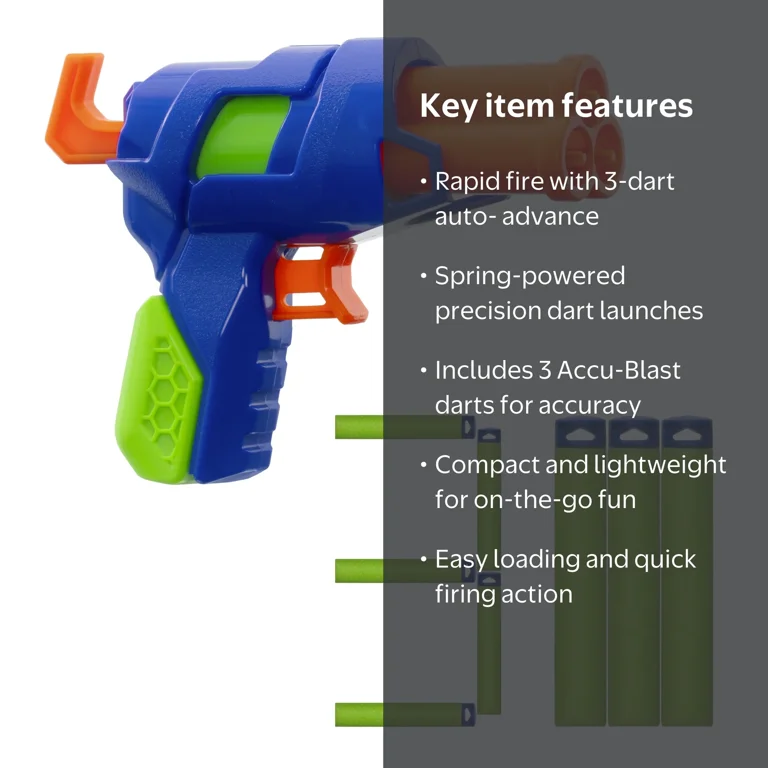 Adventure Force Triple Blast Dart Blaster Set, Spring-Powered