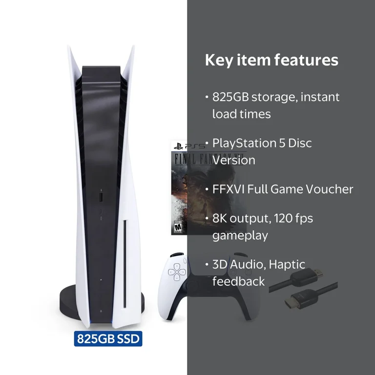PS5 PlayStation 5 825GB Console, Disc Edition with FINAL FANTASY