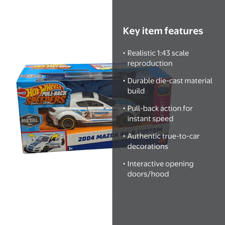 Hot Wheels 2004 Mazda RX-8 Custom Pull-Back Speeders Toy Car in 1