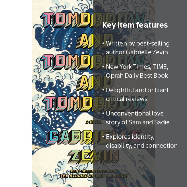 Gabrielle Zevin, Novel, Tomorrow, and Tomorrow, and Tomorrow
