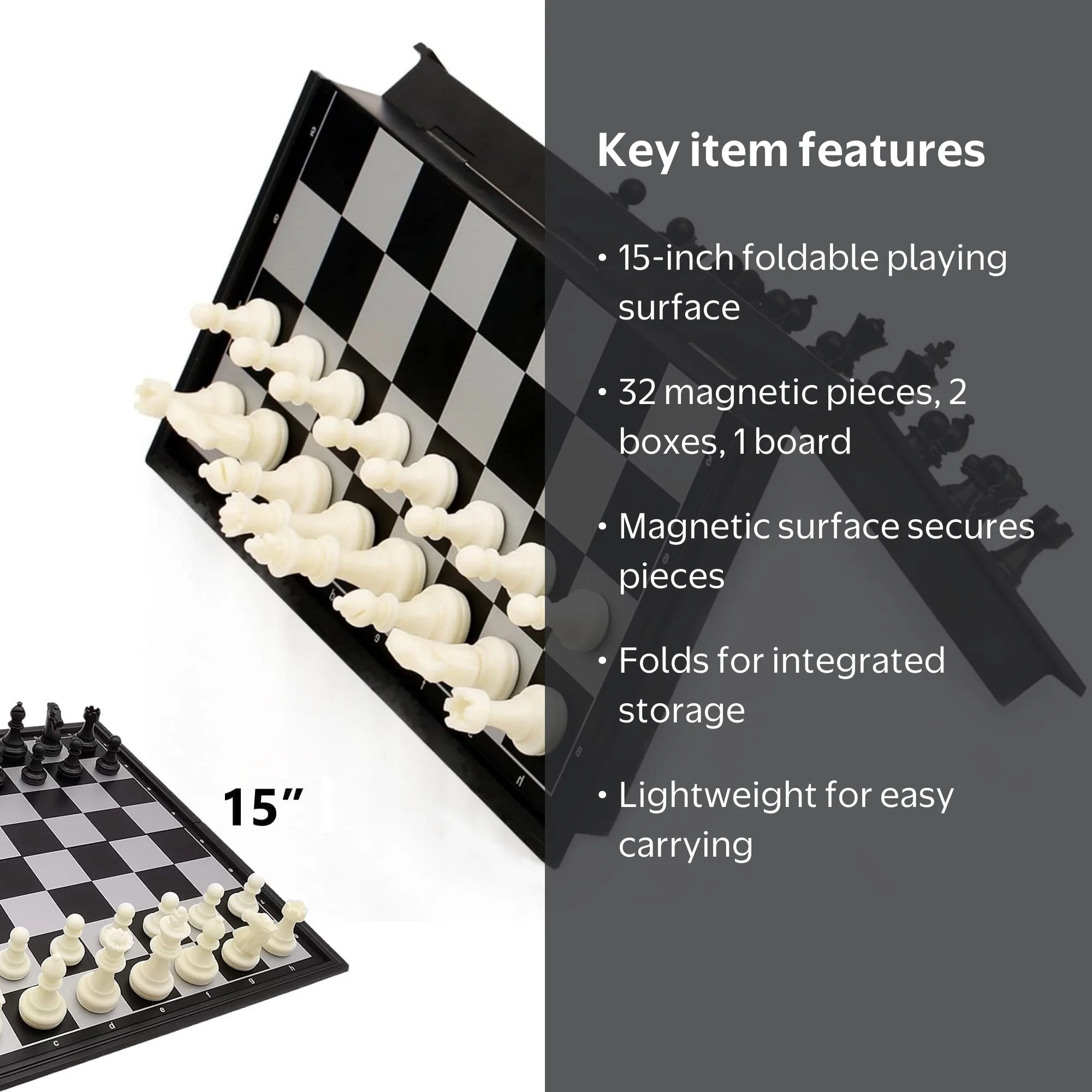 Funsmile Large Magnetic Chess Set with Storage Case, 15