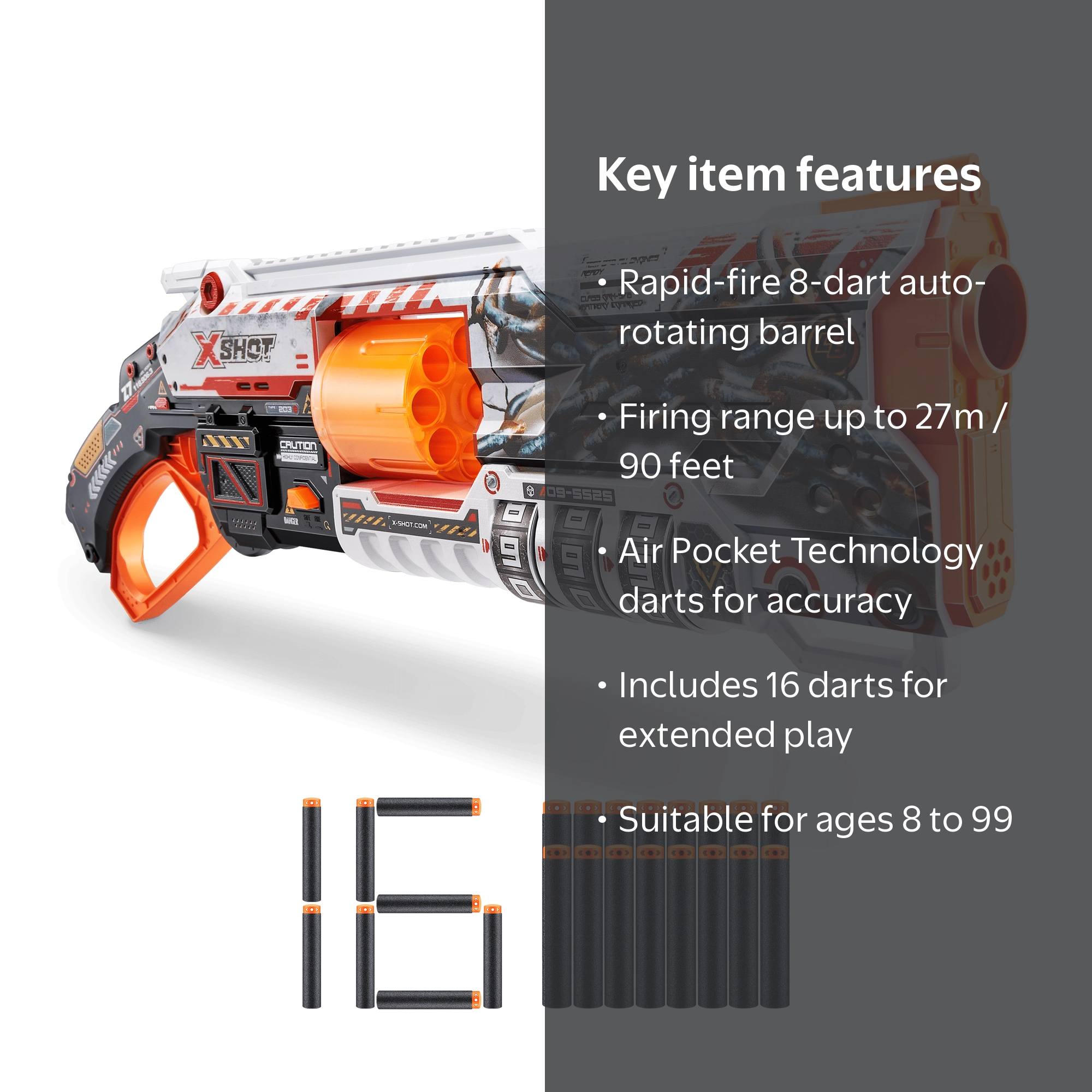 XSHOT Skins Lock Blaster (16 Darts) Air Pocket Technology Outdoor