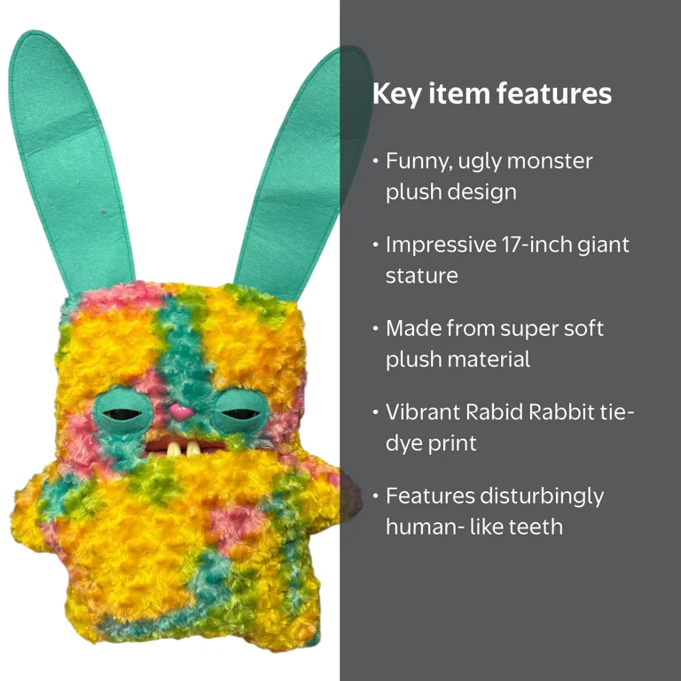 Fuggler, Plush Bigg Fuggs, 17 inches, Rabid Rabbit tie dye