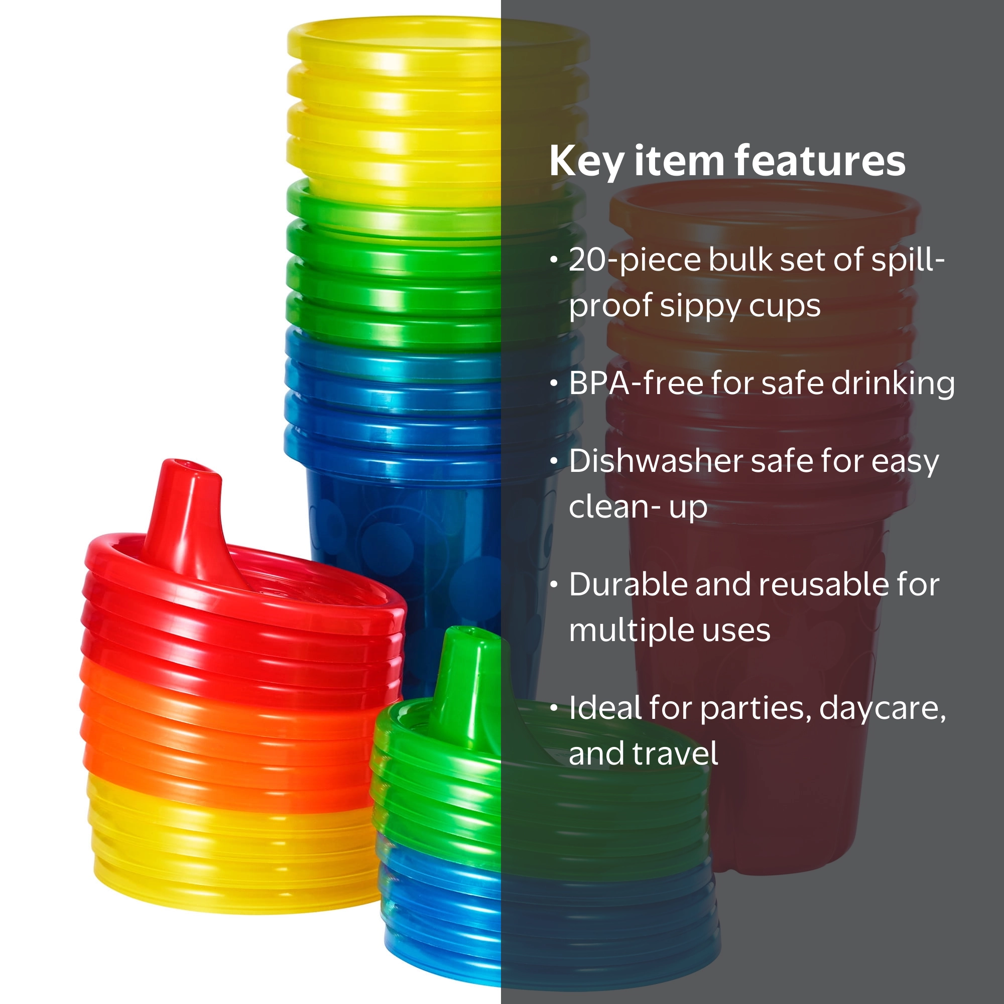 Take & Toss Reusable Toddler Sippy Cups - 20 Pack for Children