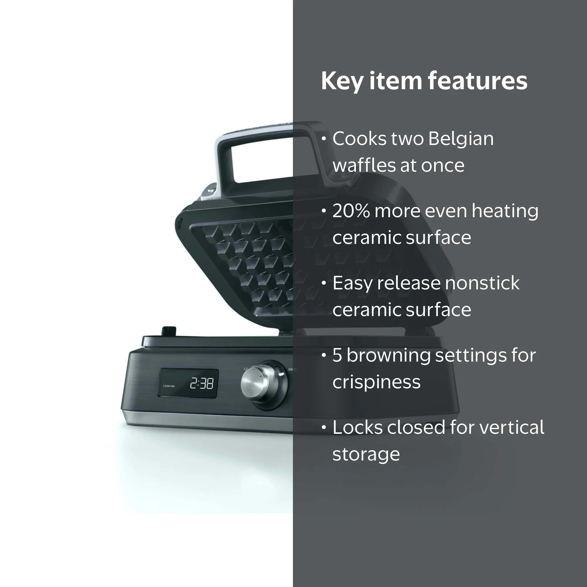 Calphalon Intellicrisp Waffle Maker, Easy Cooking, Nonstick, Dark