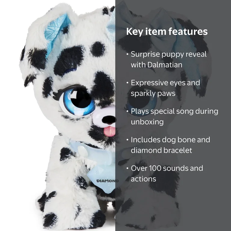 Present Pets, Diamond Dalmatian Interactive Plush Pet Toy with 2