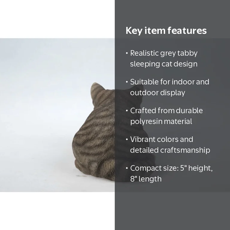 Hi-Line Gift Ltd Cat Sleeping Tabby, Grey - Walmart.com