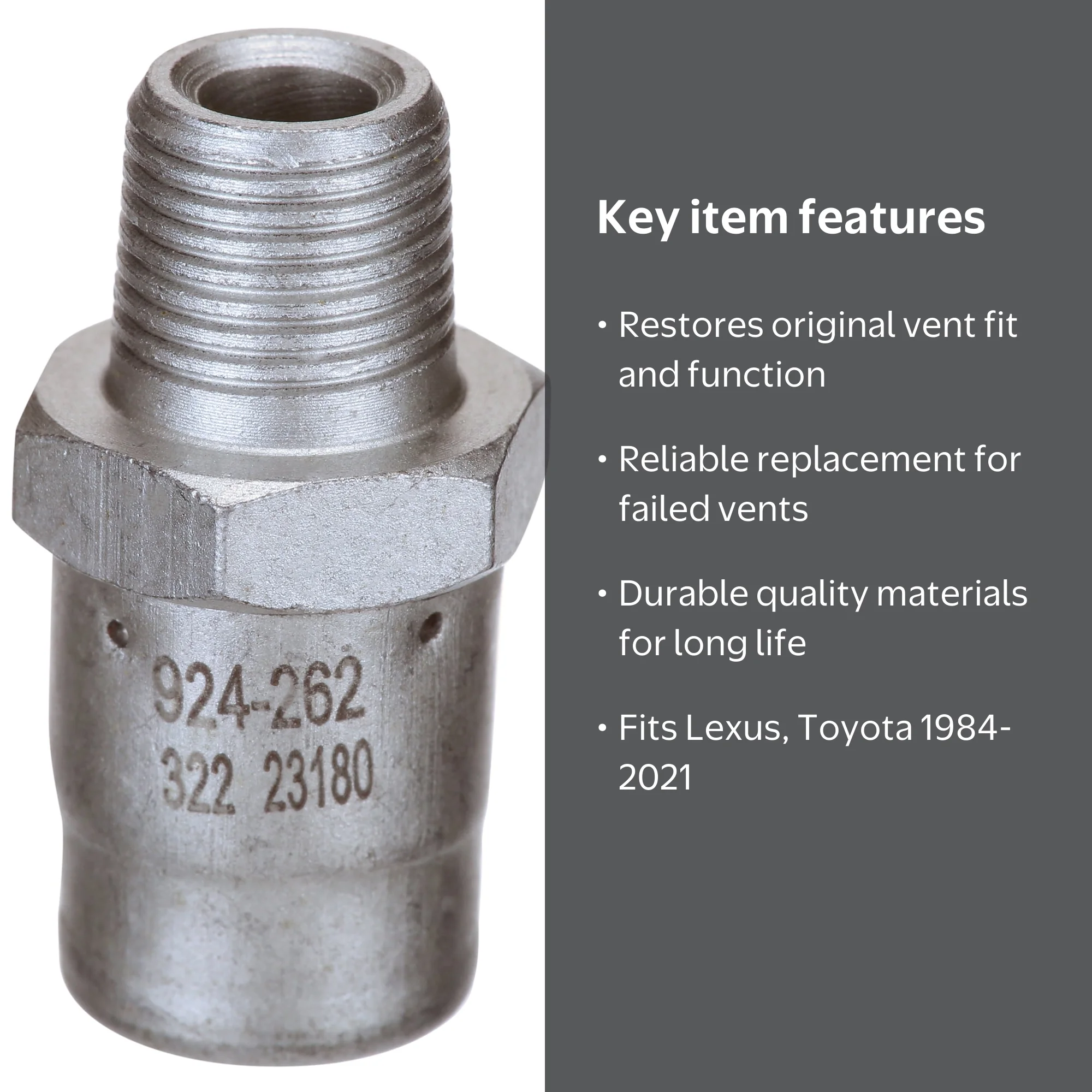 Dorman 924-262 Axle Vent for Specific Lexus / Toyota Models Fits