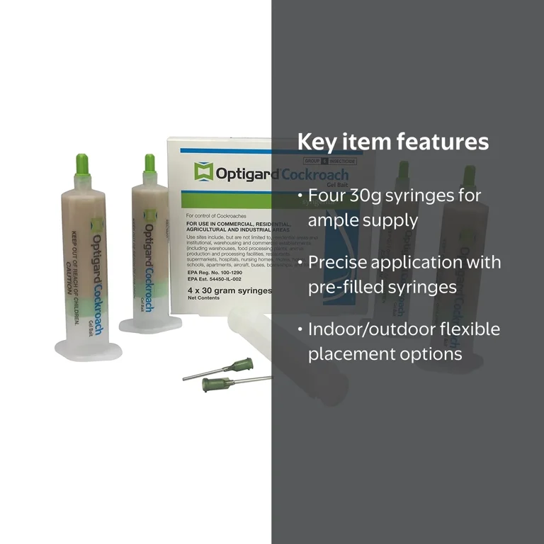 Syngenta Optigard Cockroach Gel Bait, 4 x 30g Syringes, Fast