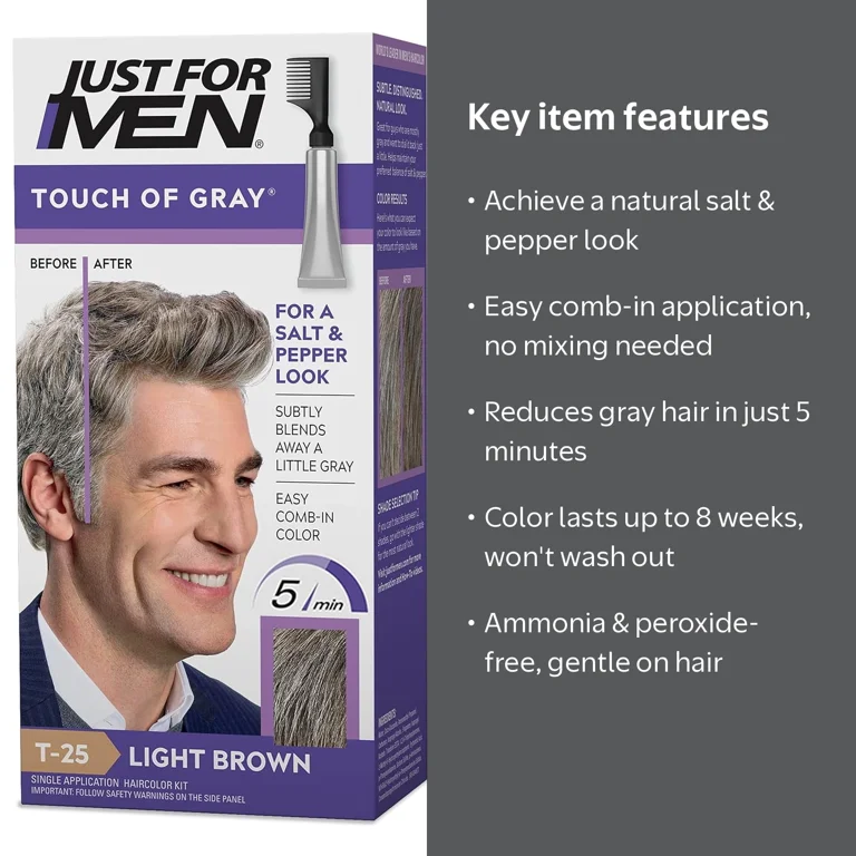 Just For Men Touch of Gray Hair Color with Comb, T-25 Light Brown