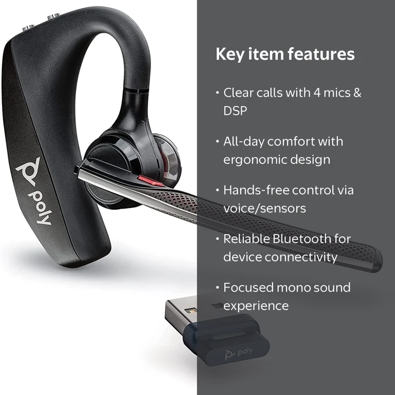 Plantronics Voyager 5200 UC Wireless Headset, Noise-Canceling Mic