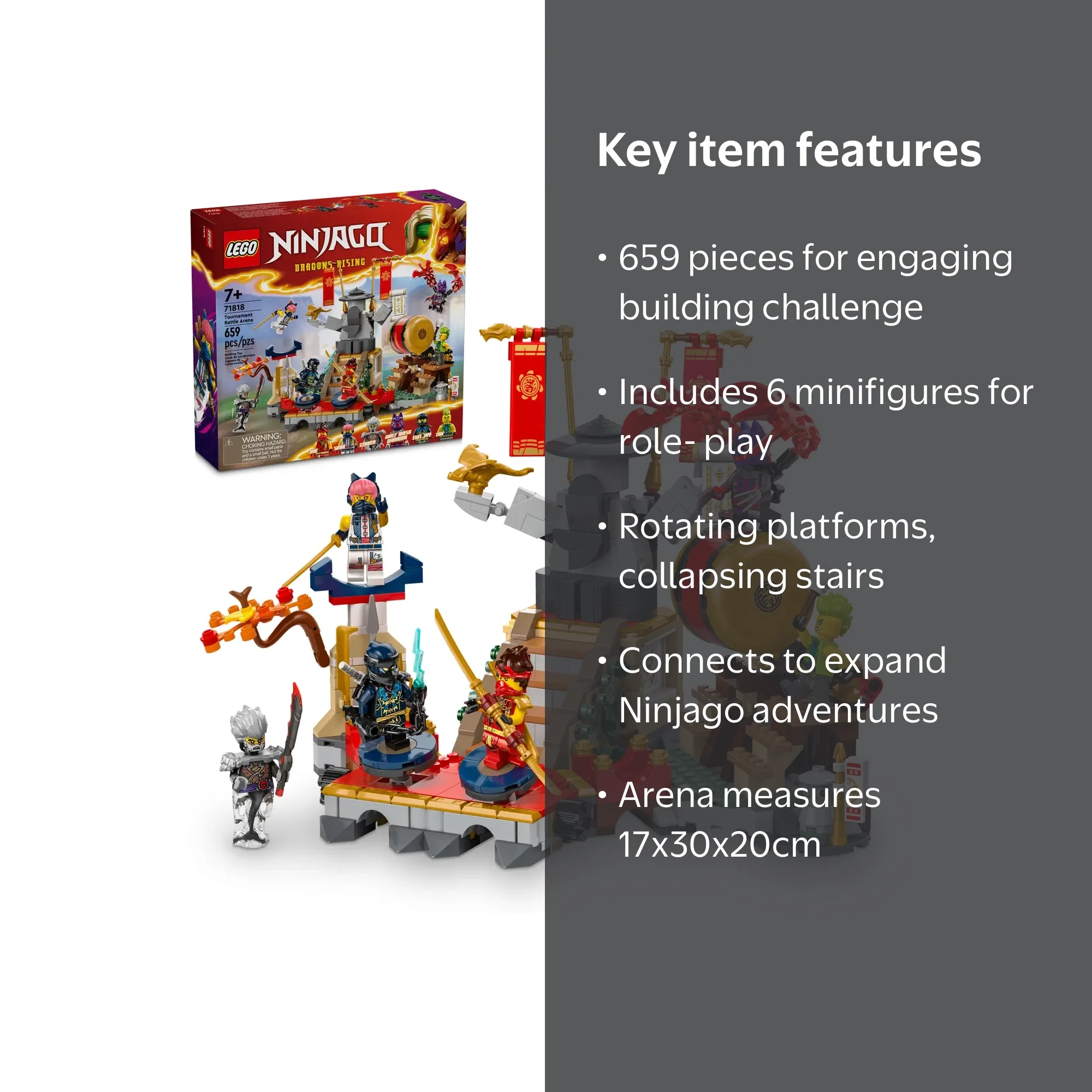 LEGO NINJAGO 71818 Tournament Battle Arena – 659 Piece Build