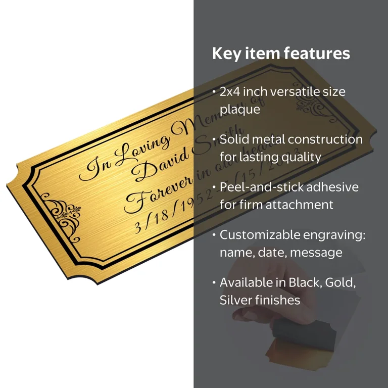 Custom Engraved Brass Name Plate – 3" X 1" Solid Brass With Adhesive Backing, Indoor Memorial Or Label