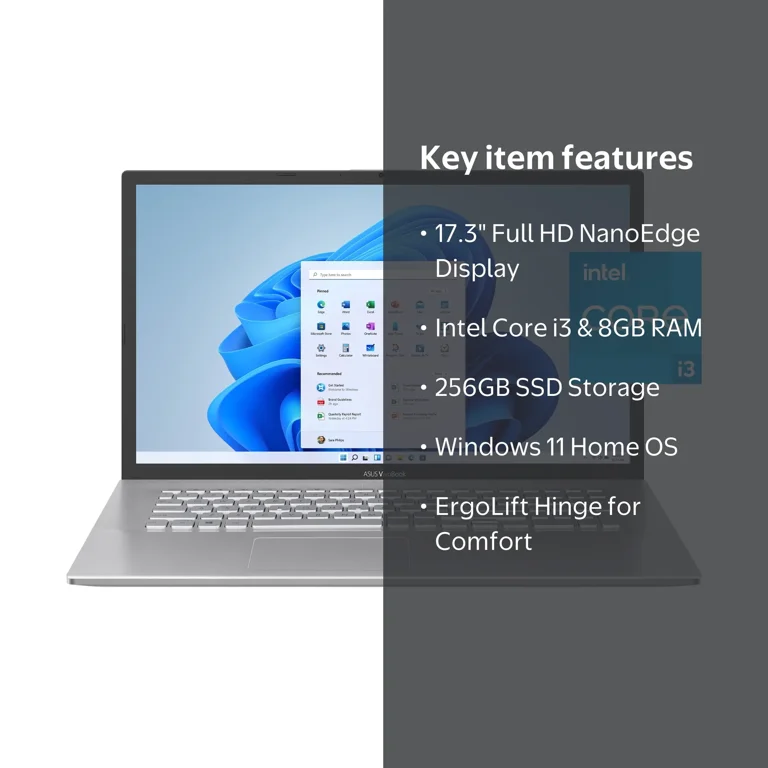 ASUS VivoBook 17.3” FHD Notebook, Intel i3-1115G4, 8GB RAM, 256GB