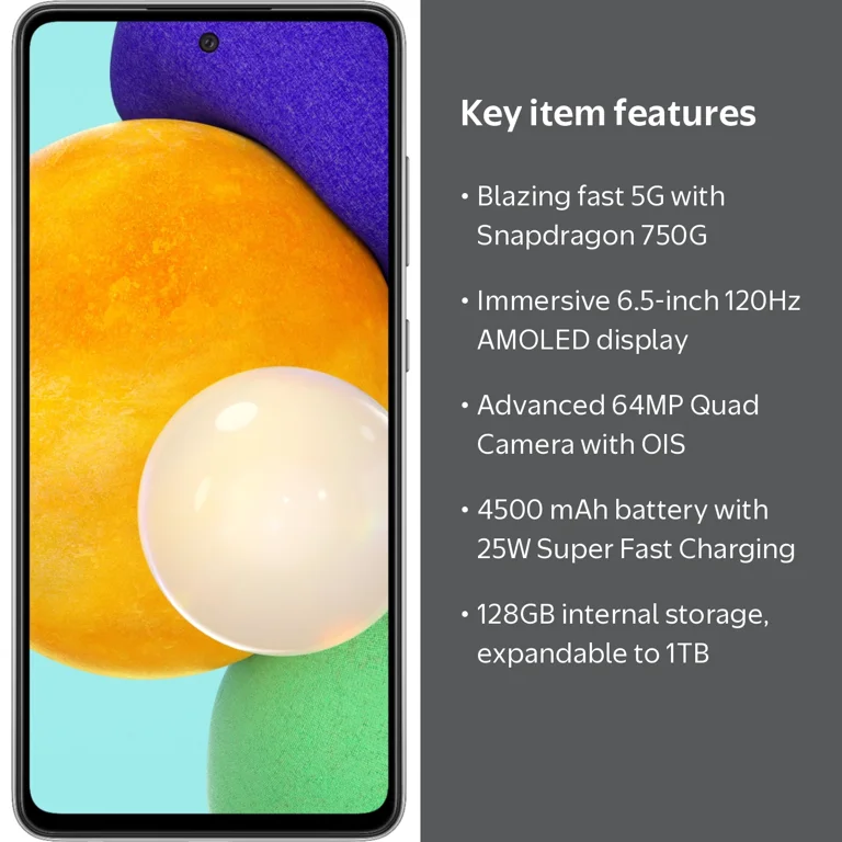 Samsung Galaxy A52 5G 128GB Unlocked Android Smartphone - Awesome