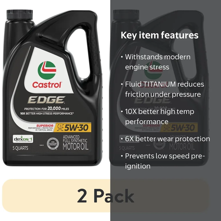 2 pack) Castrol EDGE 5W-30 Advanced Full Synthetic Motor Oil, 5