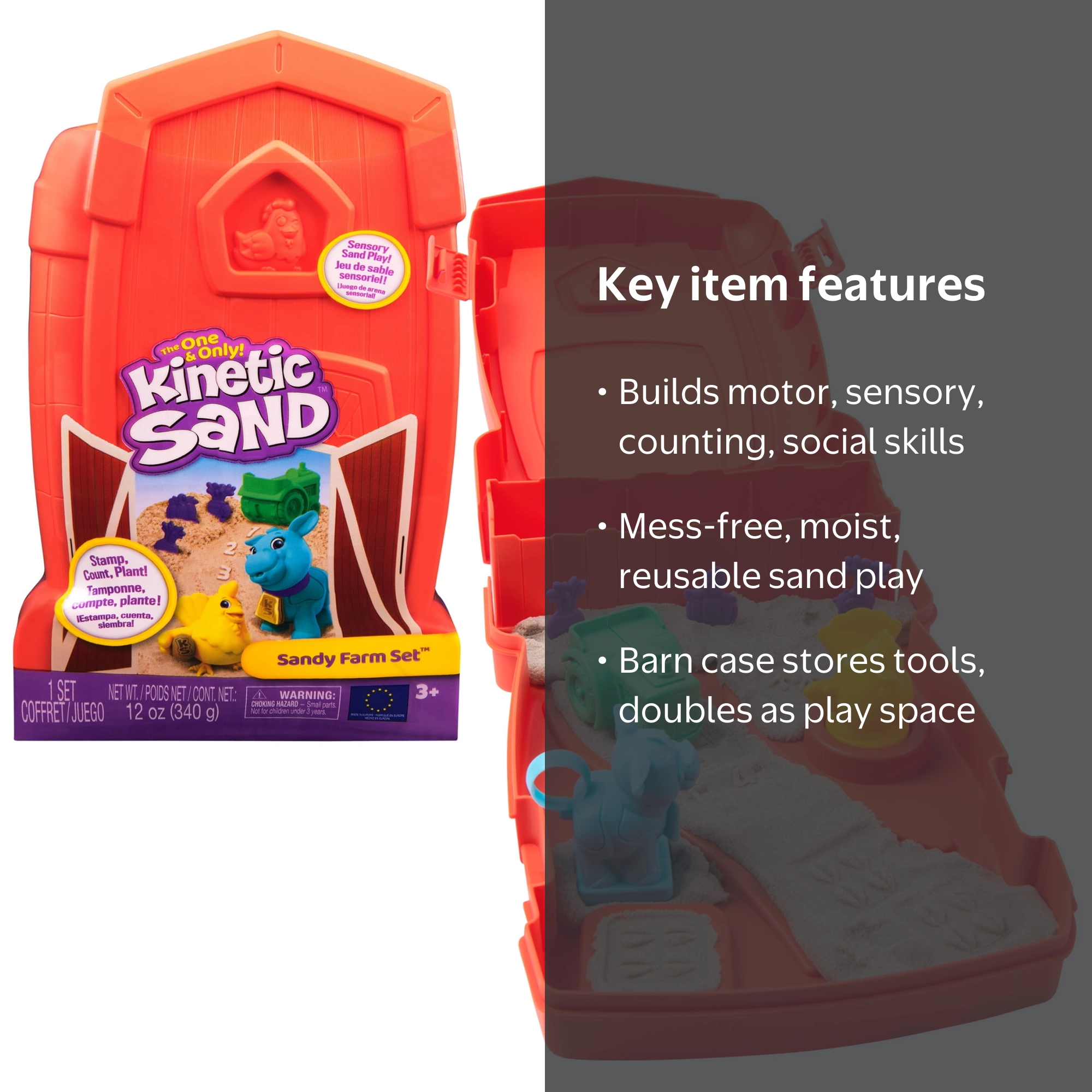 Kinetic Sand, Sandy Farm Set, 12oz, with 6 Tools & Molds - Walmart.com