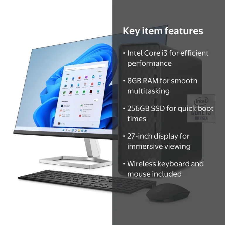 HP Slim Desktop Computers, Intel Core i3, 8GB, 256GB SSD, Black