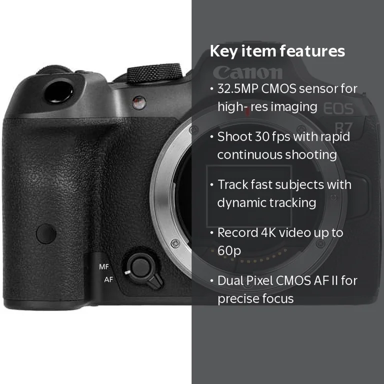 Canon EOS R7 Mirrorless Camera Body for Sports Wildlife, 32.5 MP