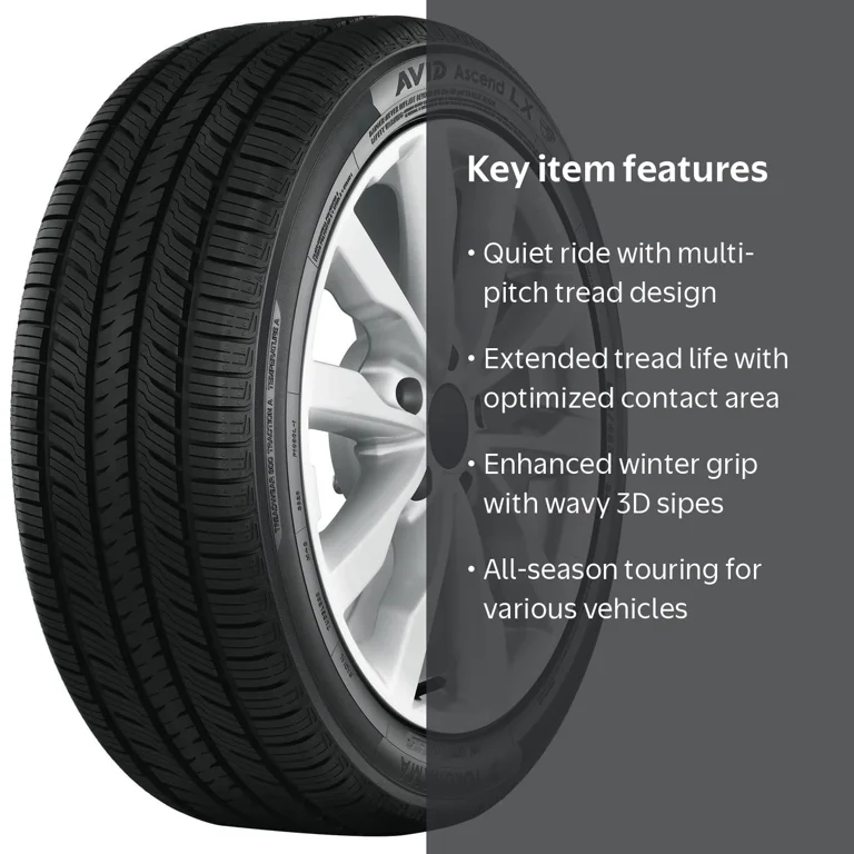 Yokohama Avid Ascend LX Tire, 235/55R18 100 V, All-Season, 85,000