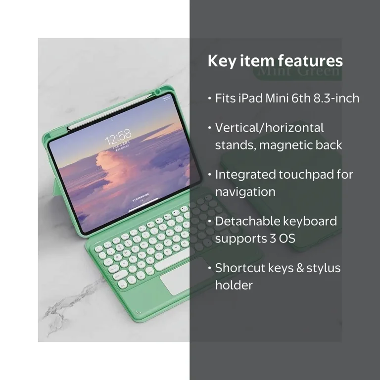 Magnetic Case for iPad Mini 6th Generation Vertical Keyboard Case