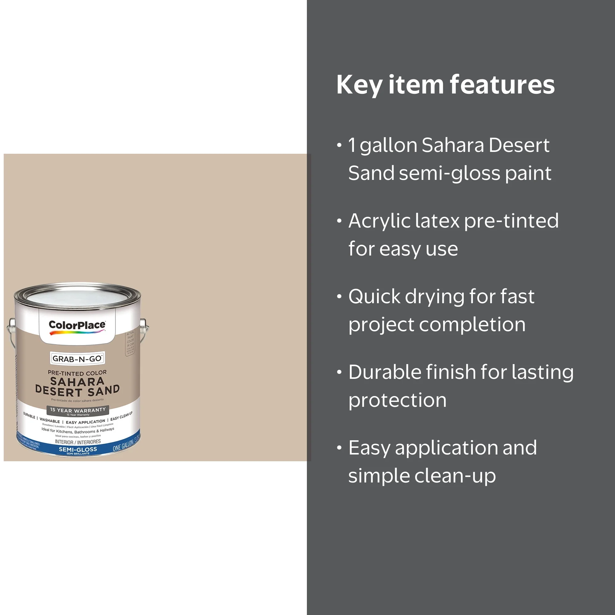 ColorPlace Ready to Use Interior Paint, Sahara Desert Sand, 1
