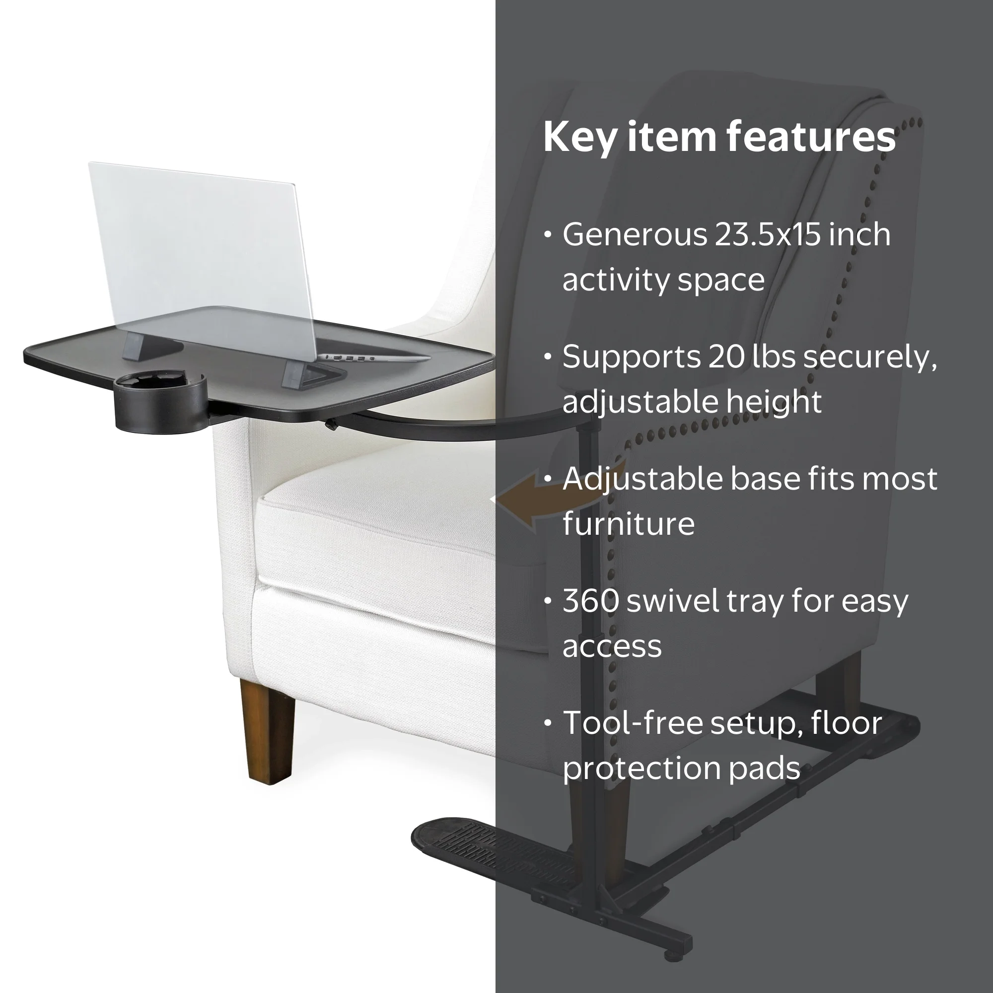 Stander Wonder Tray XL 23.5x15 in Adjustable Swivel TV Tray