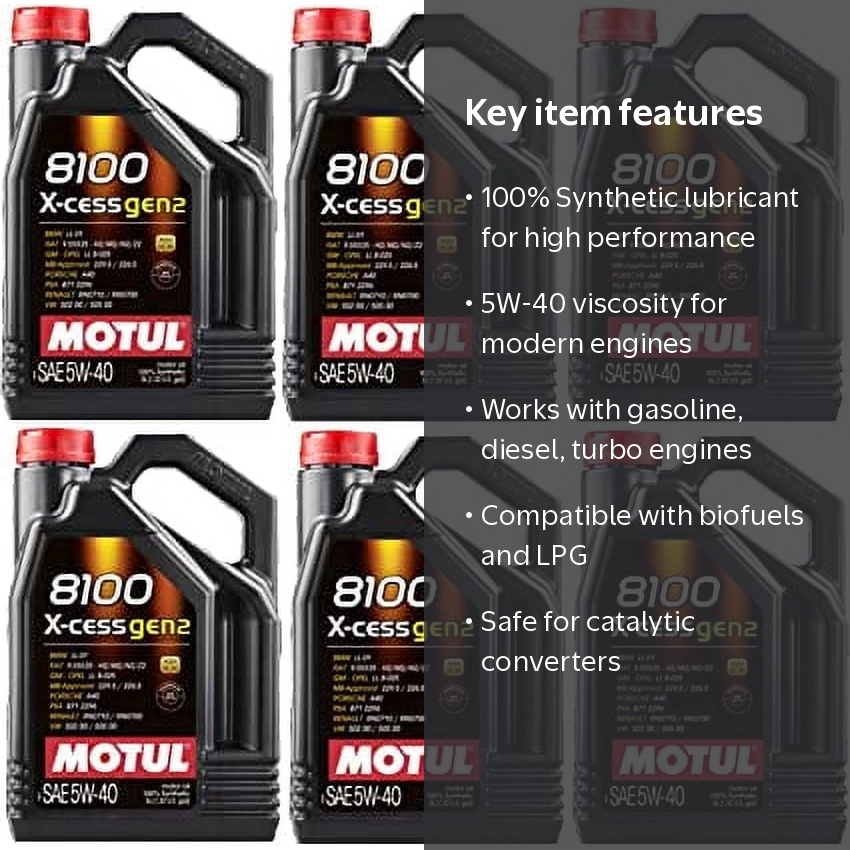 Motul 8100 X-Cess Gen2 5W-40 Synthetic Engine Oil for Gasoline