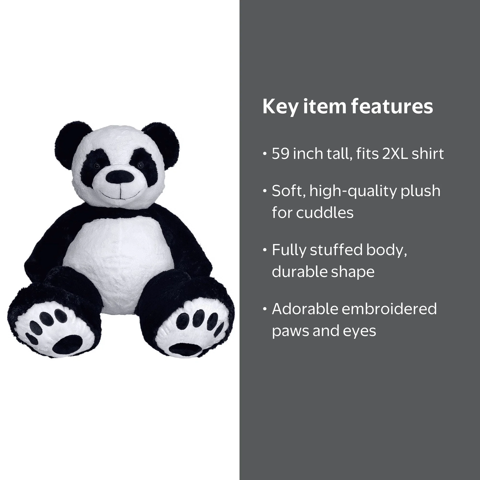 Anico 59 Inch Tall Giant Plush Panda Bear with Smiling Face