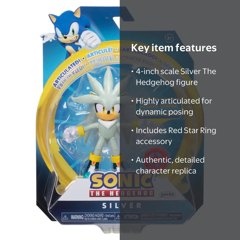 Sonic The Hedgehog - Articulated Silver Action Figure, 4inch