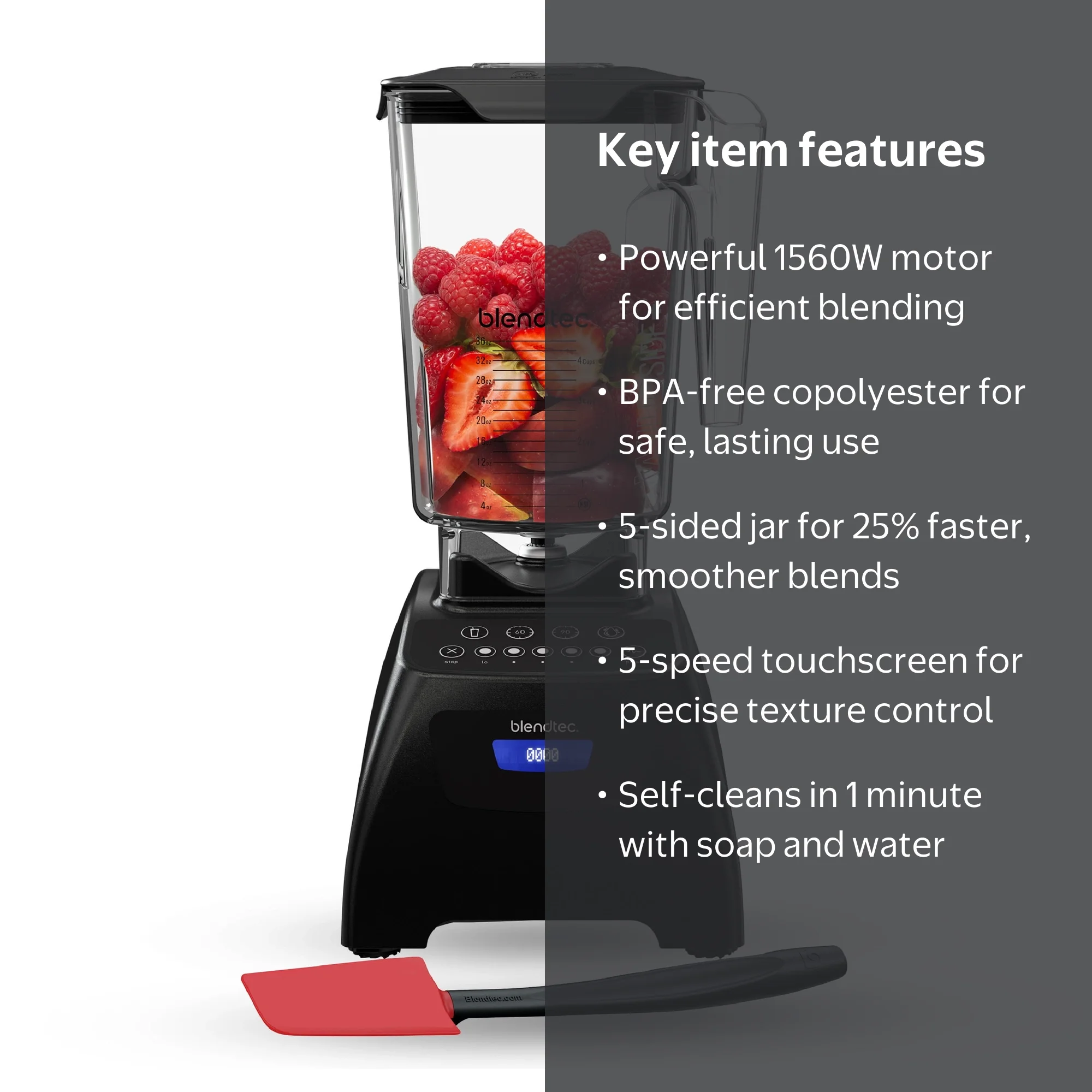 Blendtec Classic 575 Blender, 90 oz WildSide+ Jar, and Spoonula