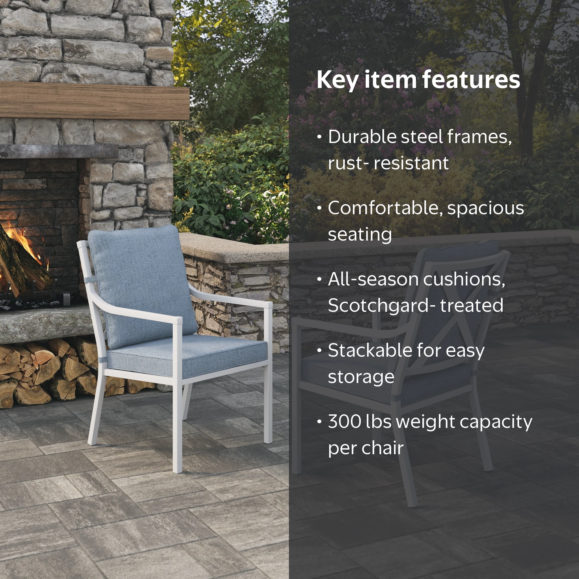 My Texas House Cambria 2-Pack Steel Outdoor Patio Dining Chairs