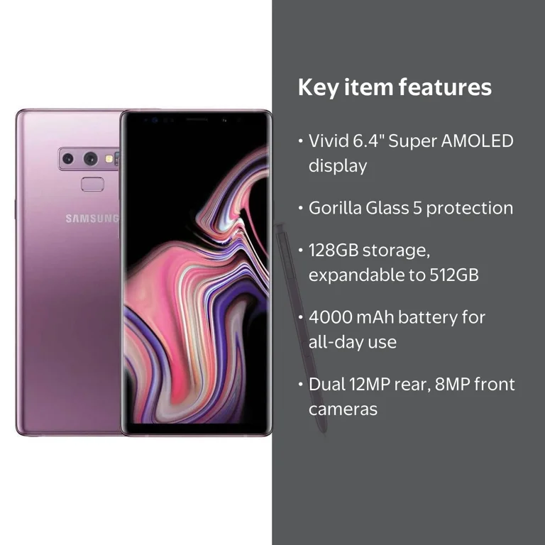 Samsung Galaxy Note 9 N960U 128GB Lavender Purple - B Condition