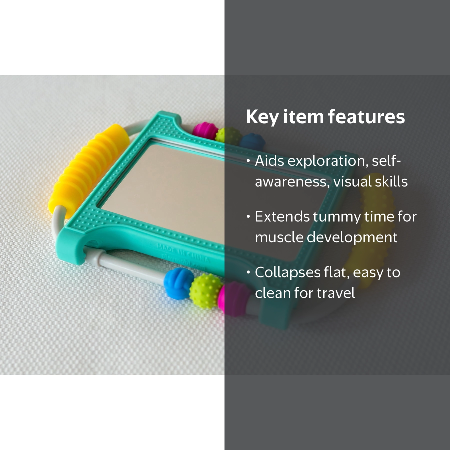 Mobi Peeka Tummy Time Mirror Sensory Toy Silicone Montessori Toy