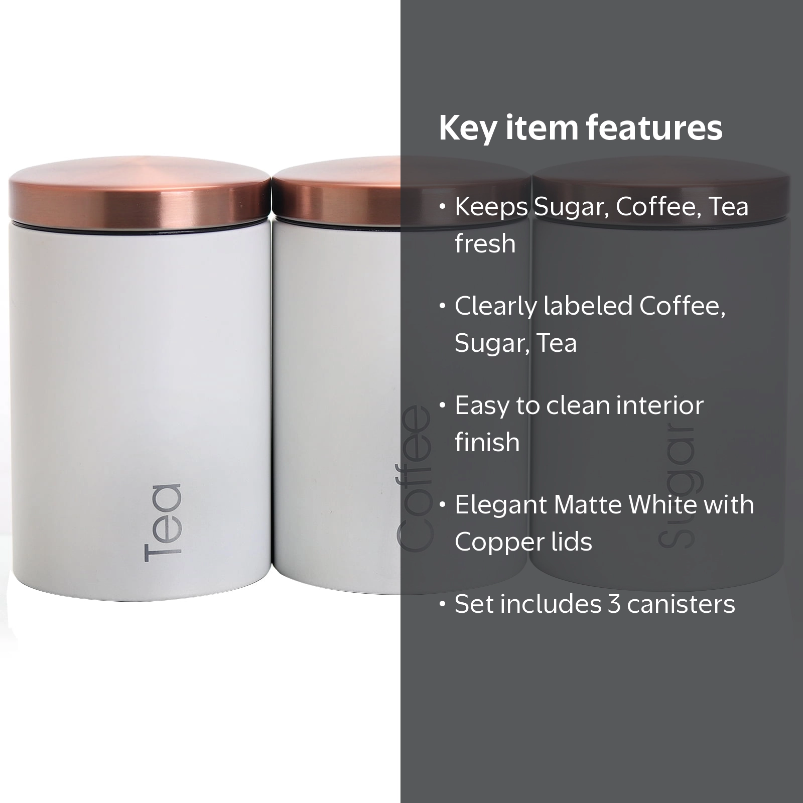 MegaChef Essential Kitchen Storage 3 Piece Sugar, Coffee and Tea