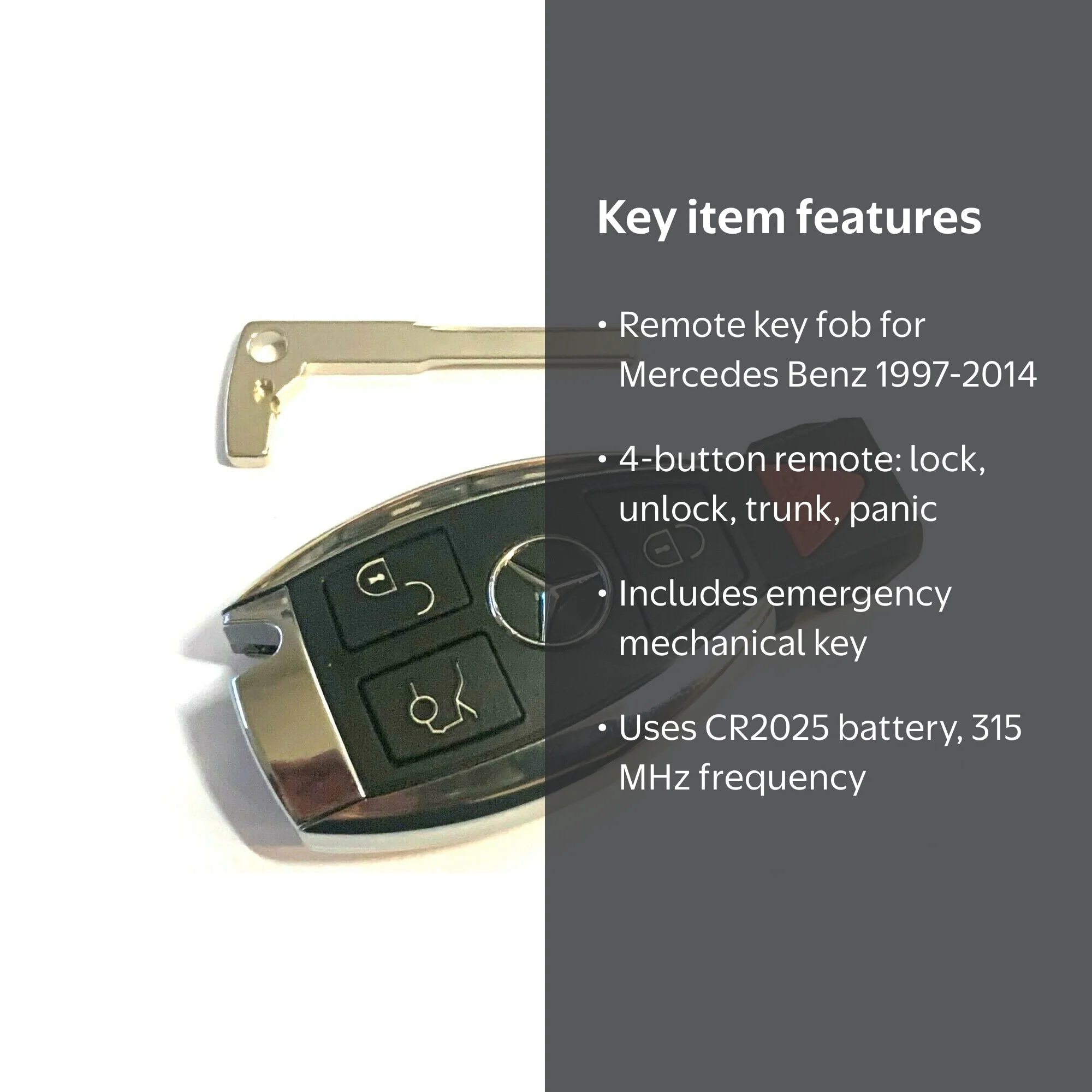 Mercedes Benz Spare Car Fob 1997-2014 / 4-Button Fobik Key / IYZ